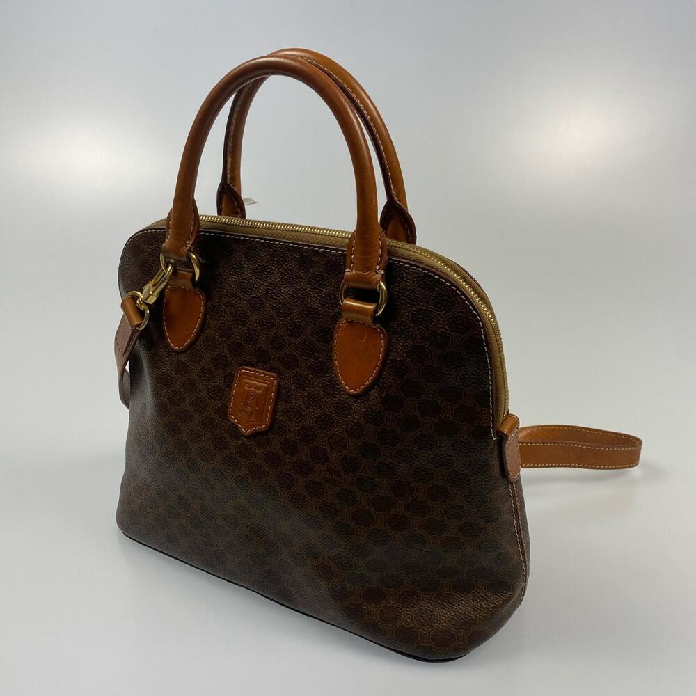 Celine Macadam Handbag leather brown dark